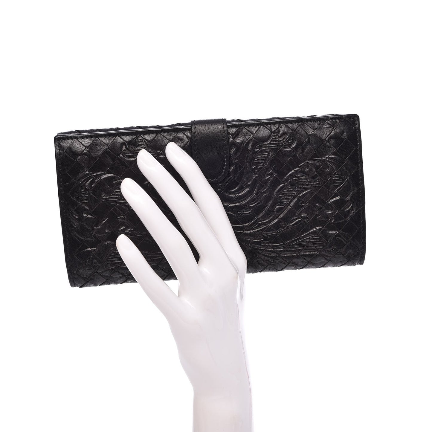 Nappa Intrecciato Embossed Continental Wallet Black
