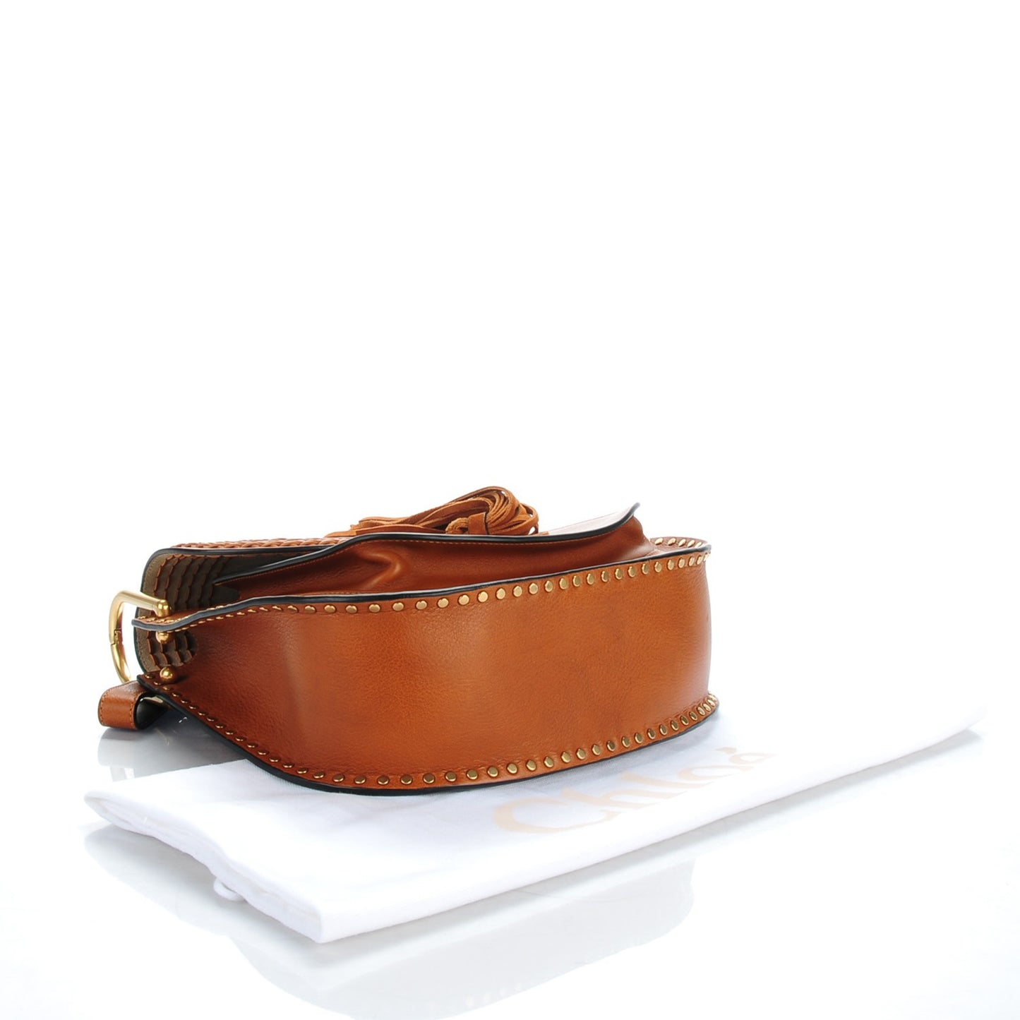 Calfskin Braided Medium Hudson Shoulder Bag Caramel