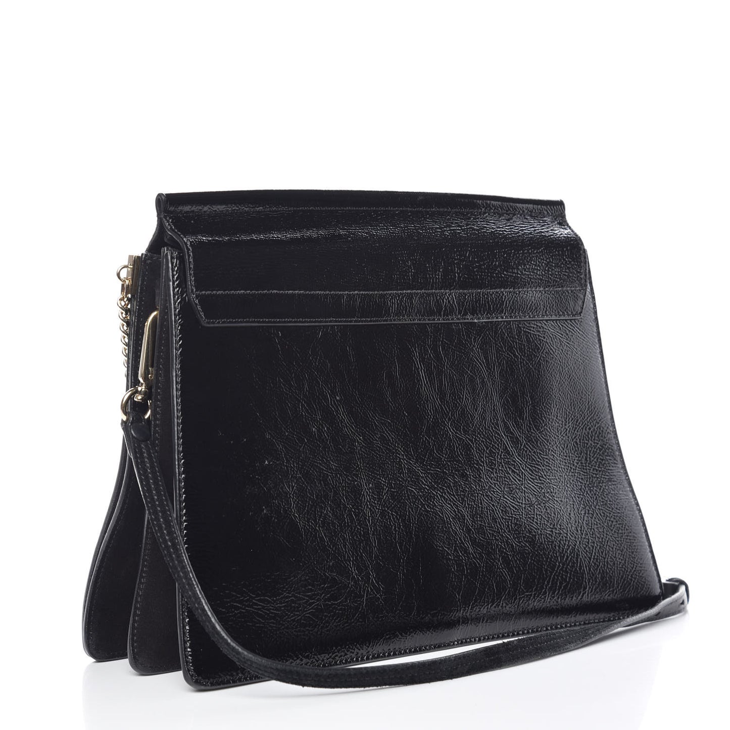 Patent Medium Faye Shoulder Bag Black