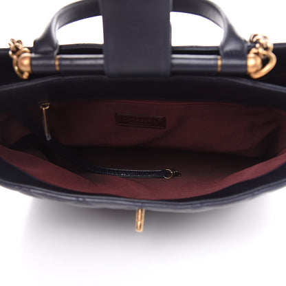 Chanel Calfskin Quilted Large Gold Bar Top Handle Tote Dark Navy Blue 7 of 15