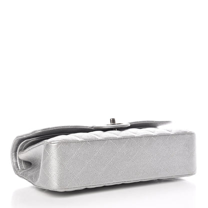 Chanel Metallic Caviar Quilted Medium Double Flap Silver 4 of 9