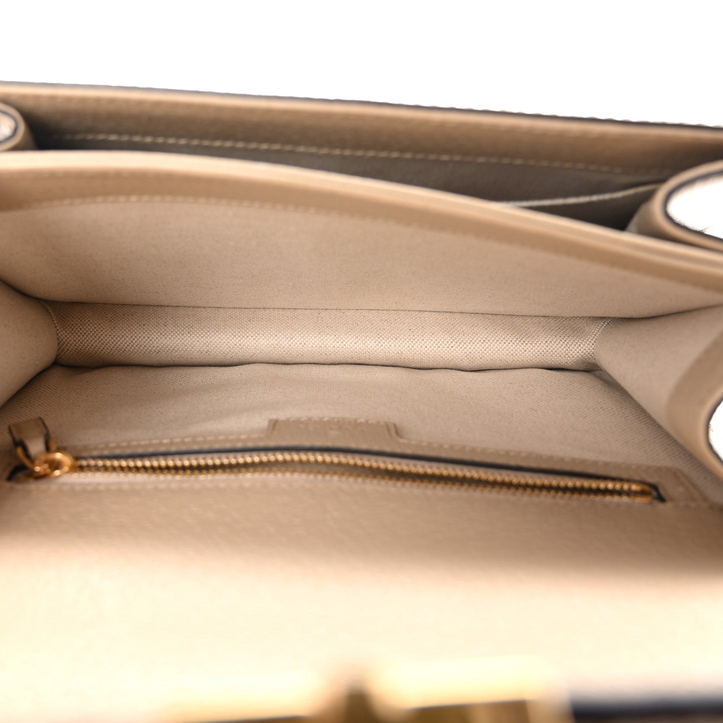 GG Supreme Monogram Textured Dollar Calfskin Web Small Ophidia Padlock Top Handle Bag Beige Mystic White Oatmeal