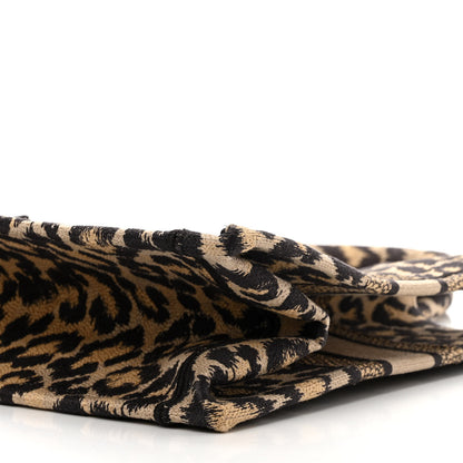 Christian Dior Canvas Mizza Embroidered Medium Leopard Book Tote Beige 10 of 10