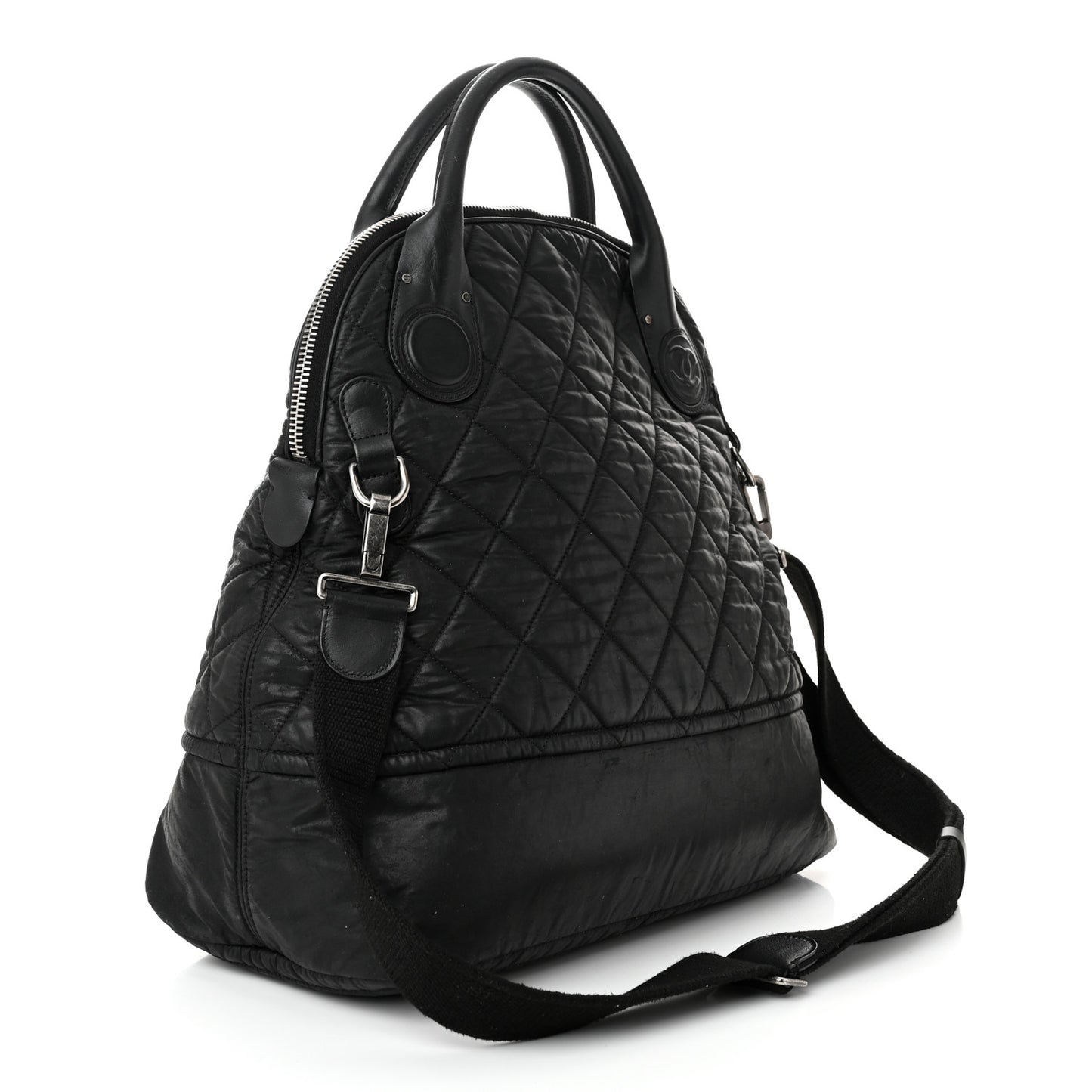 Coated Canvas Quilted Medium Garment Travel Bag Black