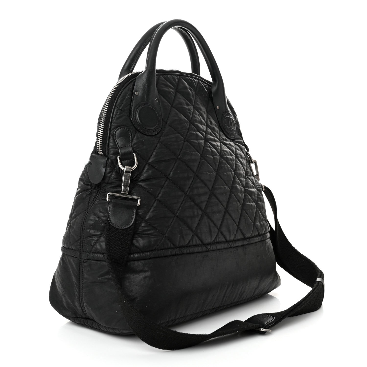 Chanel Coated Canvas Quilted Medium Garment Travel Bag Black 3 of 11