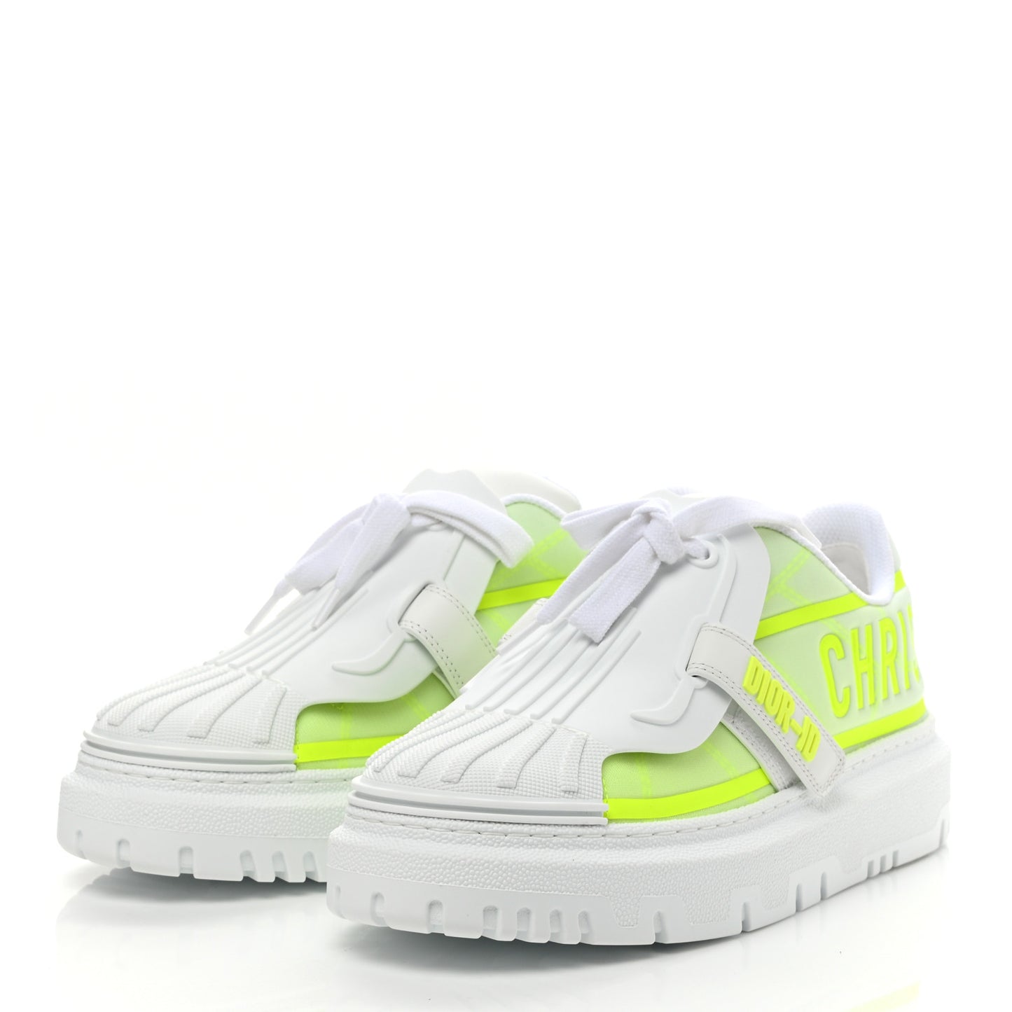 Reflective Fabric Shaded Dior-ID Platform Sneakers 37.5 Yellow Fluo