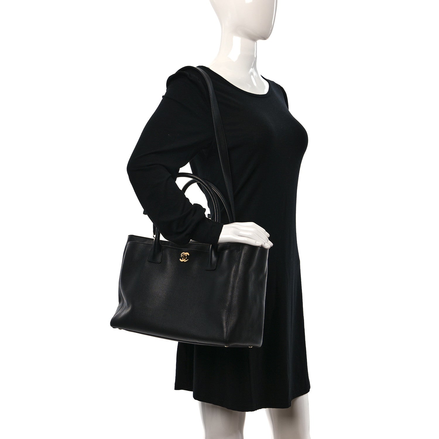 Chanel Calfskin Cerf Executive Shopper Tote Black 2 of 12