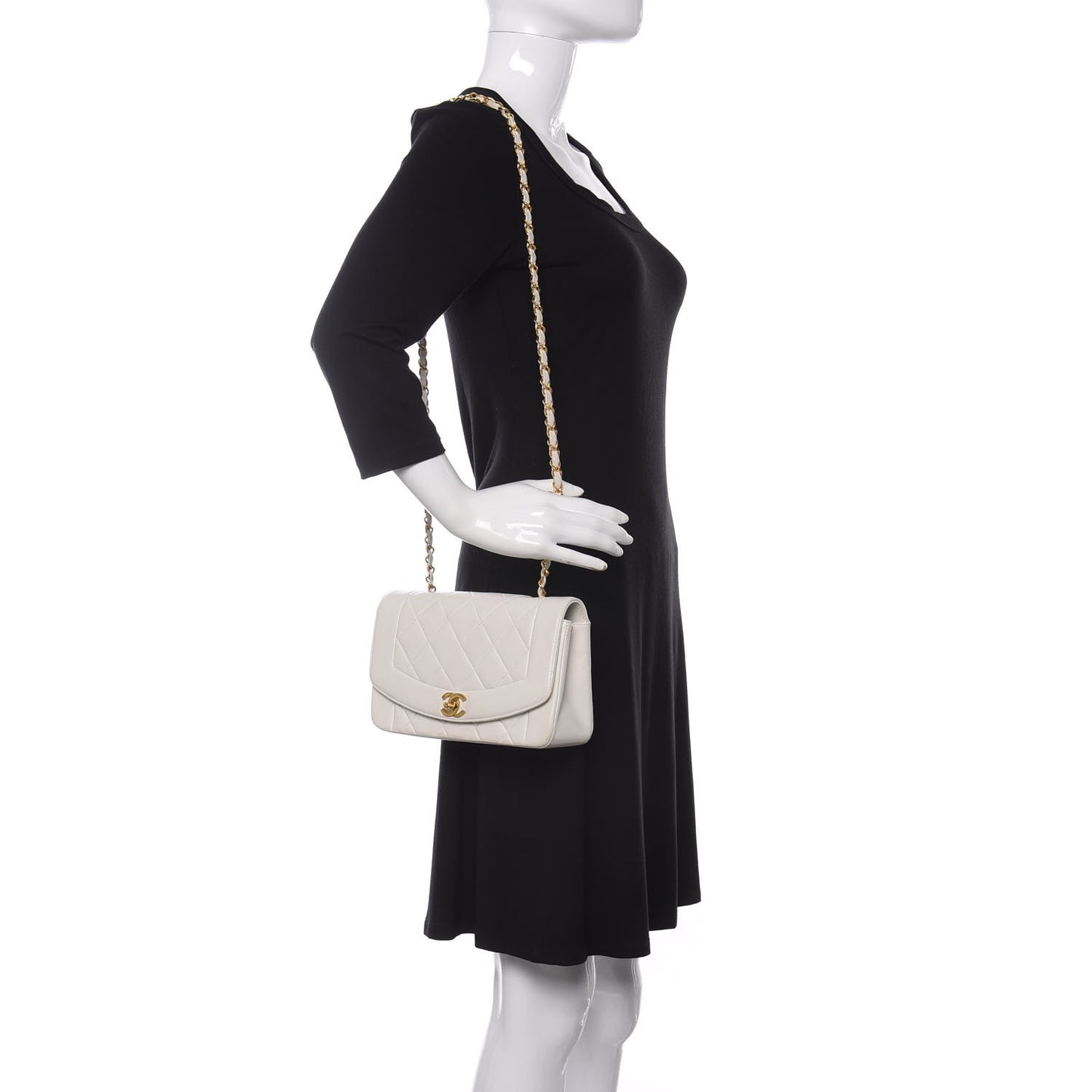 Lambskin Quilted Small Single Flap White