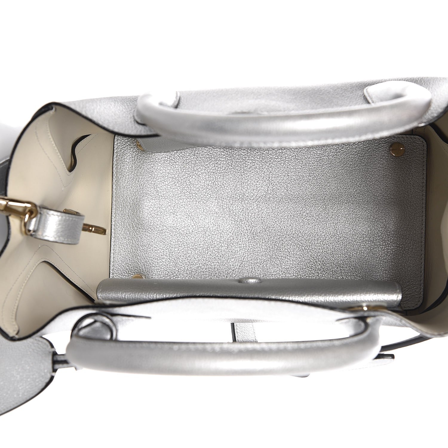 Christian Dior Metallic Supple Grained Calfskin Medium Open Bar Tote Silver 6 of 8