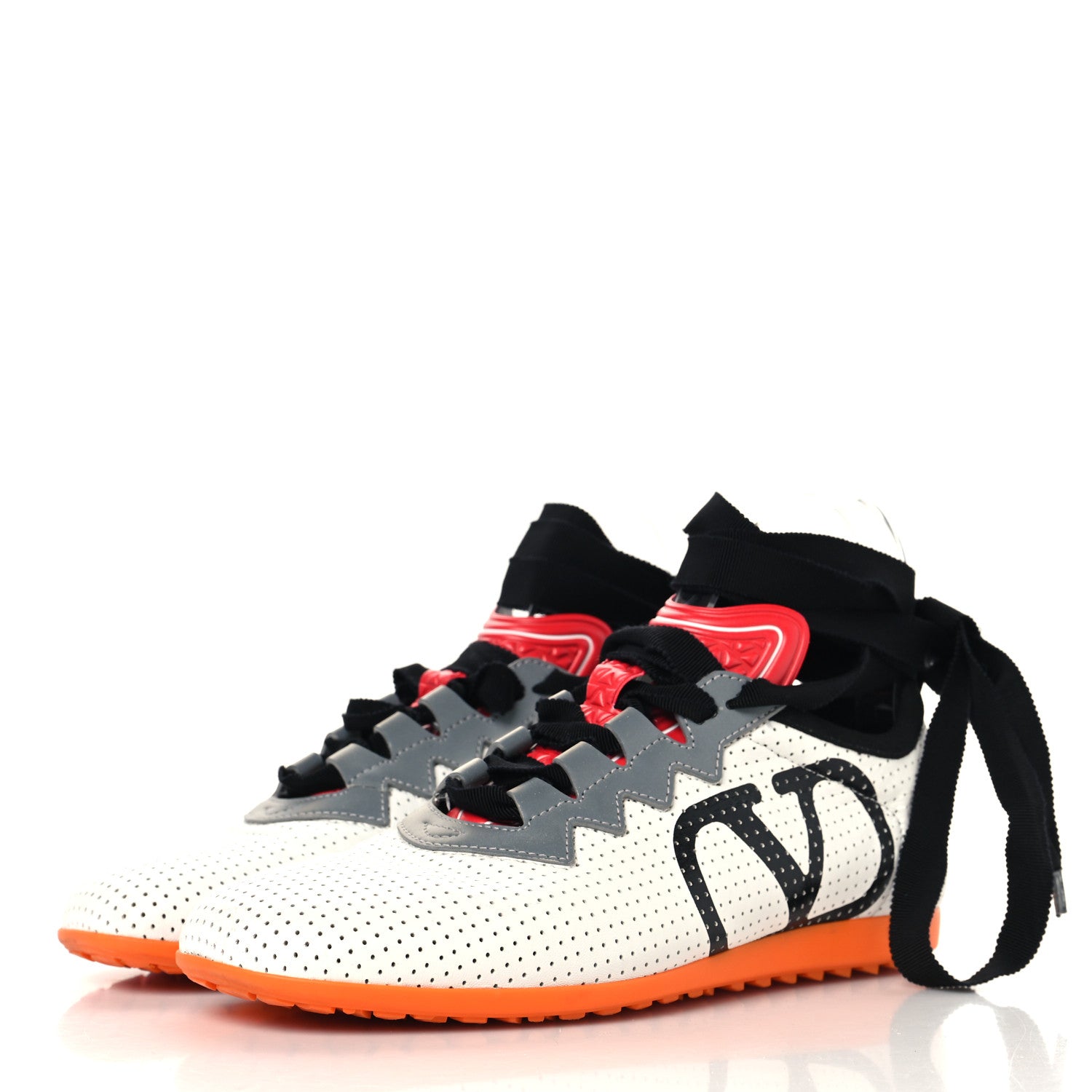 Valentino Garavani Nappa Perforated Womens Chromathon Sneakers 35 White Grey Red 4 of 8