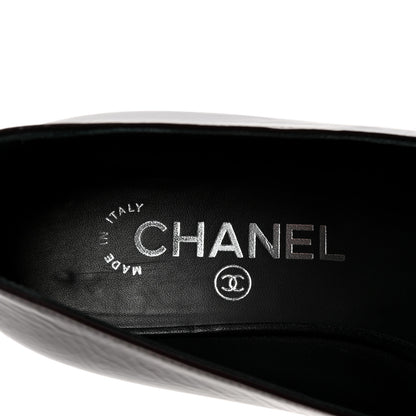 Chanel Crackled Goatskin Lambskin Cap Toe CC Charm Loafers 36 Dark Burgundy Navy 8 of 9