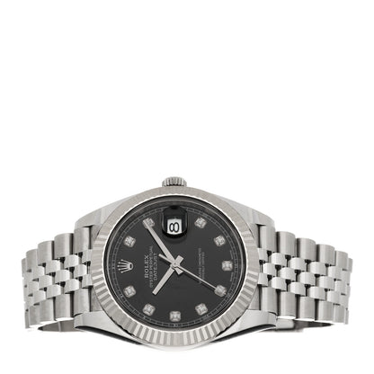 Rolex Stainless Steel 18K White Gold Diamond 41mm Oyster Perpetual Datejust Watch Dark Rhodium 126334 2 of 5