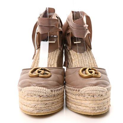 Gucci Nappa Matelasse GG Marmont Ankle Wrap Platform 35/120mm Espadrille Wedges 36.5 Porcelain Rose 3 of 8