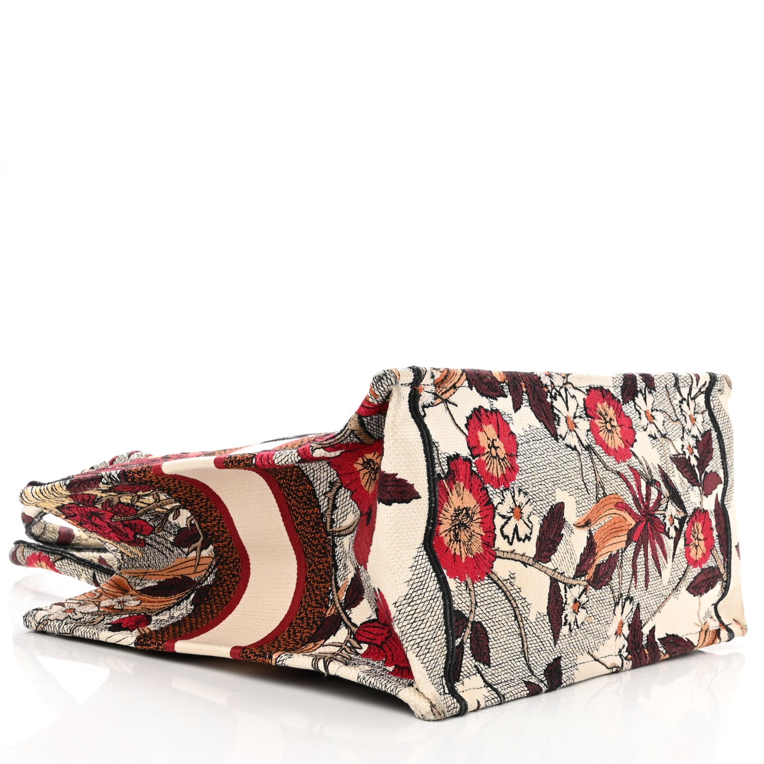 Christian Dior Canvas Embroidered Phoenix Medium Book Tote Red Multicolor 4 of 14