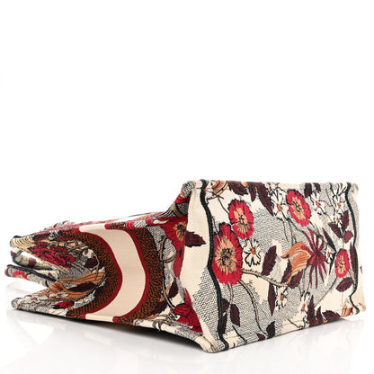 Christian Dior Canvas Embroidered Phoenix Medium Book Tote Red Multicolor 4 of 14