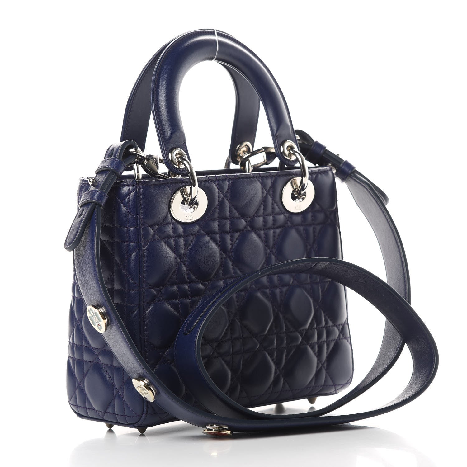 Christian Dior Lambskin Cannage Small Lucky Badges My Lady Dior Navy 3 of 13