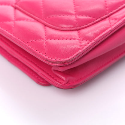 Chanel Lambskin Quilted Wallet on Chain WOC Pink 10 of 21
