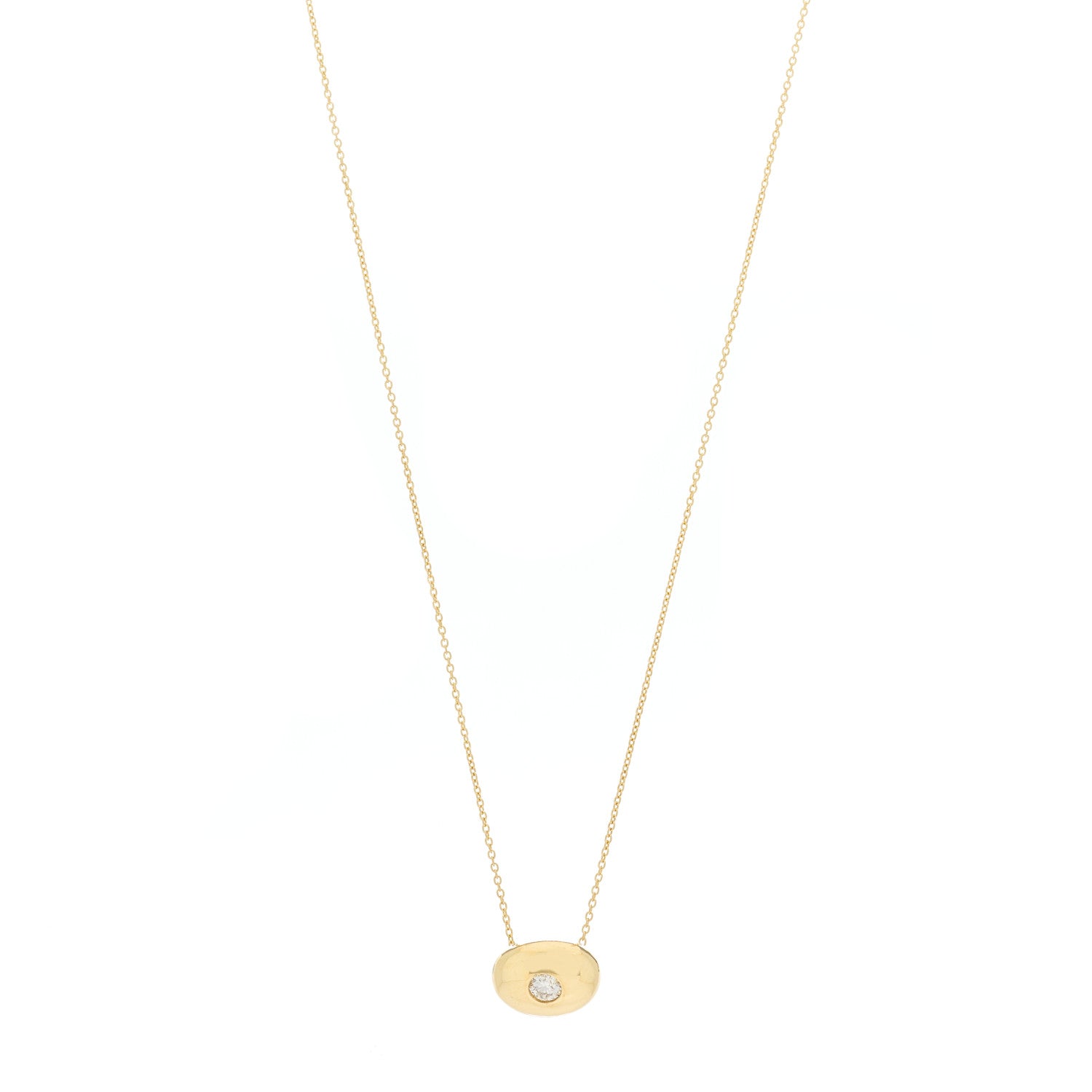 Roberto Coin 18K Yellow Gold Diamond Bean Pendant Necklace 1 of 7