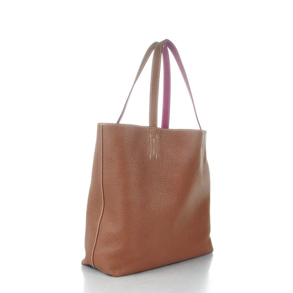 Hermes Taurillon Clemence Double Sens 45 Reversible Tote Marron Tosca 3 of 7