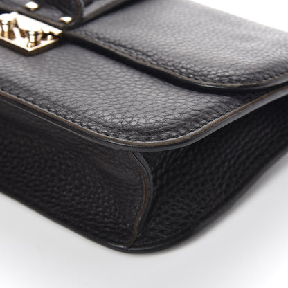 Valentino Garavani Pebbled Calfskin Medium Glam Lock Rockstud Flap Black 12 of 17