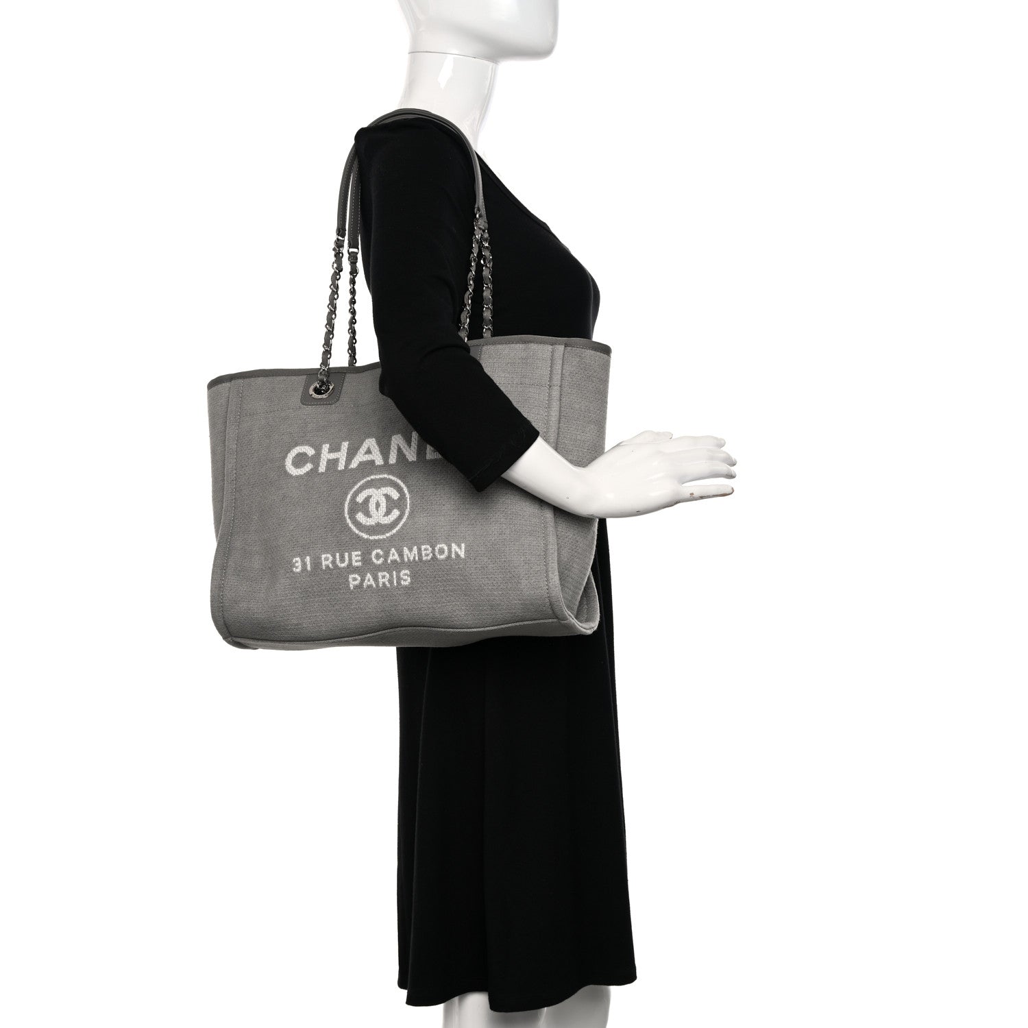 Chanel Canvas Small Deauville Tote Grey 2 of 13