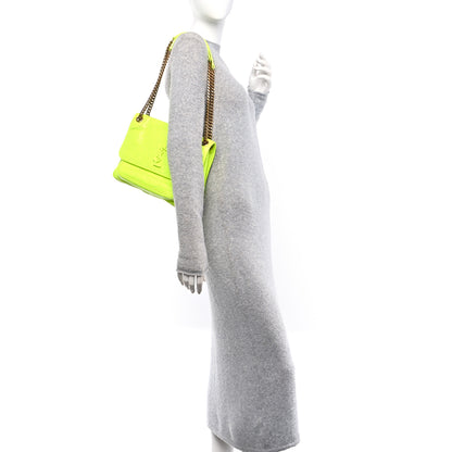 Saint Laurent Crinkled Calfskin Matelasse Monogram Medium Niki Chain Satchel Neon Yellow 2 of 9