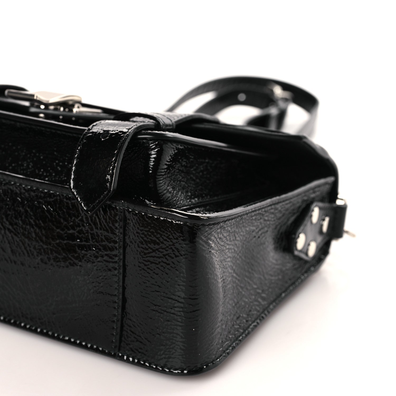 Proenza Schouler Crinkled Patent Calfskin Tiny PS1 Satchel Black 8 of 8