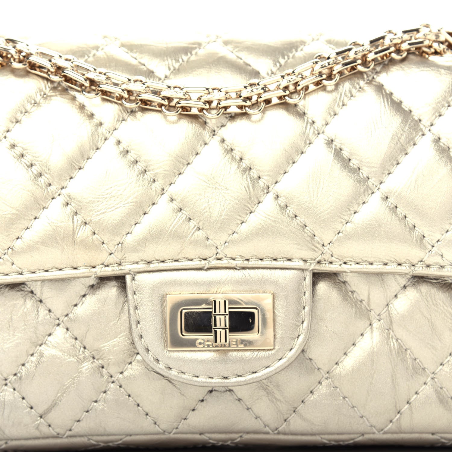 Chanel Aged Calfskin Quilted 2.55 Reissue Mini Flap Light Gold 10 of 10