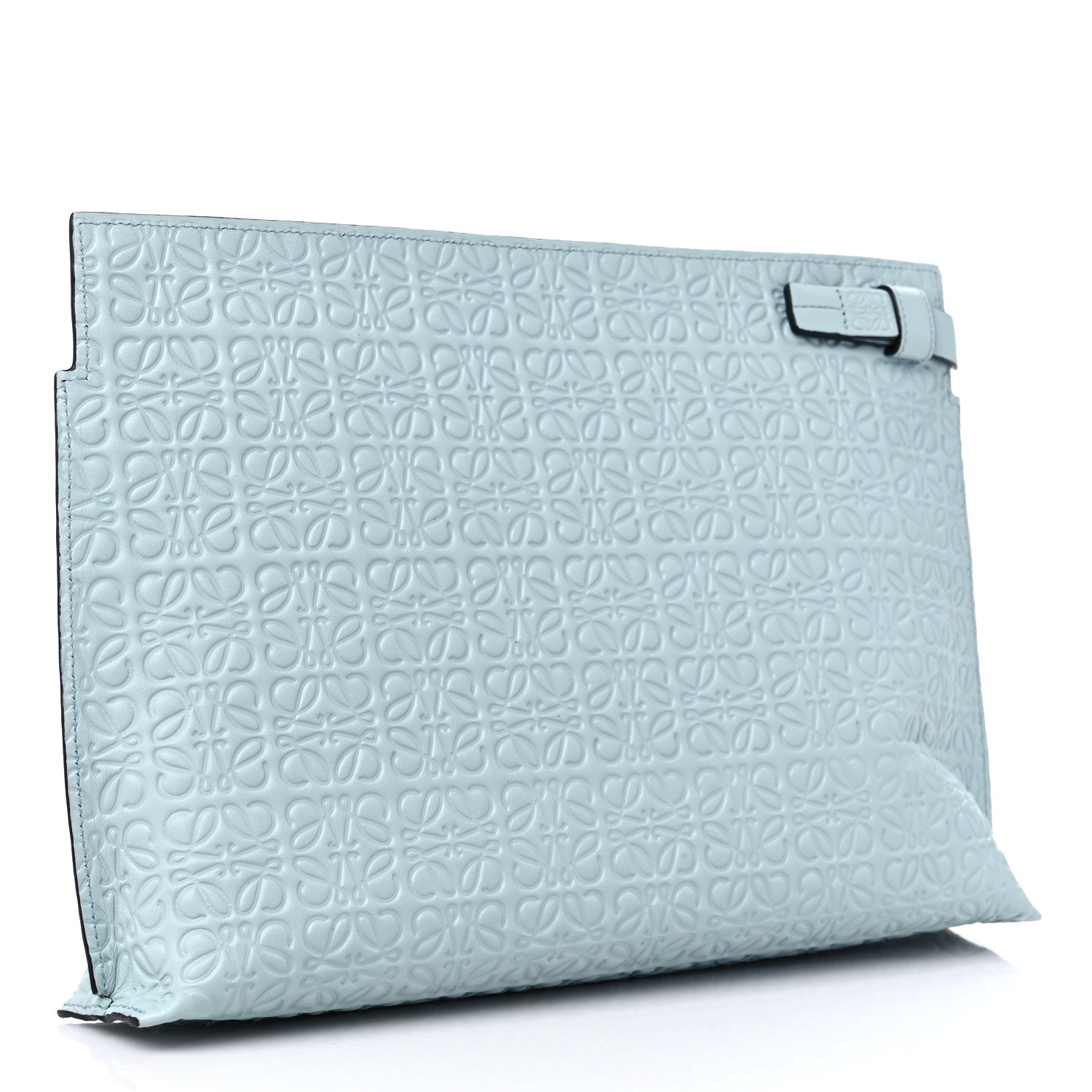 Loewe Calfskin Embossed Repeat T Pouch Light Blue 3 of 8