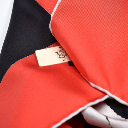Hermes Silk Brides De Gala Brode Scarf 90 Rouge Vif Noir Creme 5 of 6