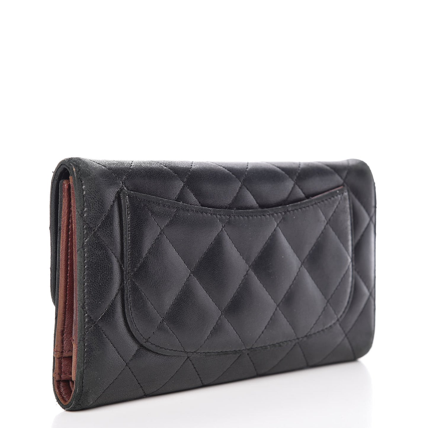 Lambskin Quilted Large Flap Wallet Black