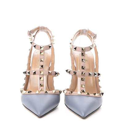 Valentino Garavani Nappa Rockstud Ankle Strap Pumps 39 Pastel Grey Poudre 2 of 10