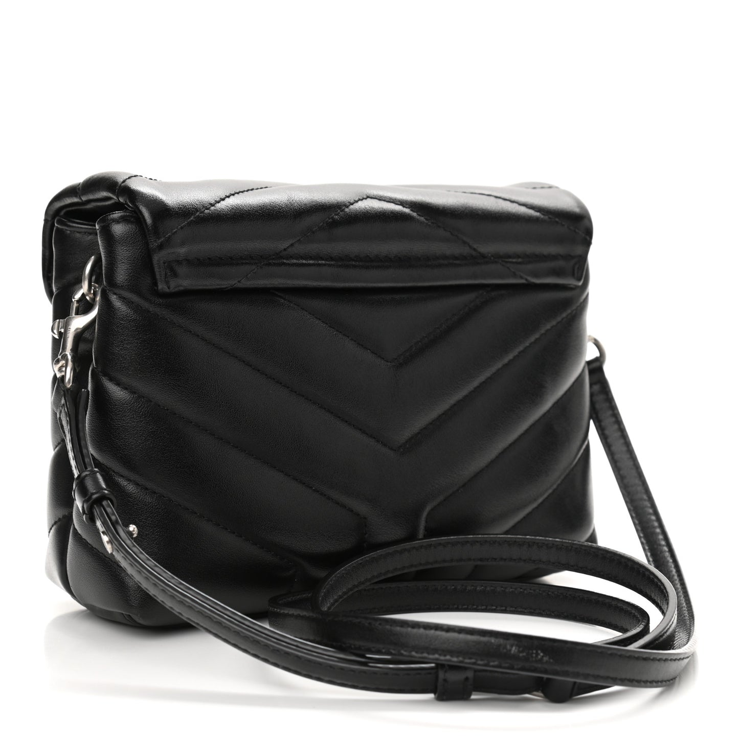 Calfskin Y Quilted Monogram Toy Loulou Crossbody Bag Black