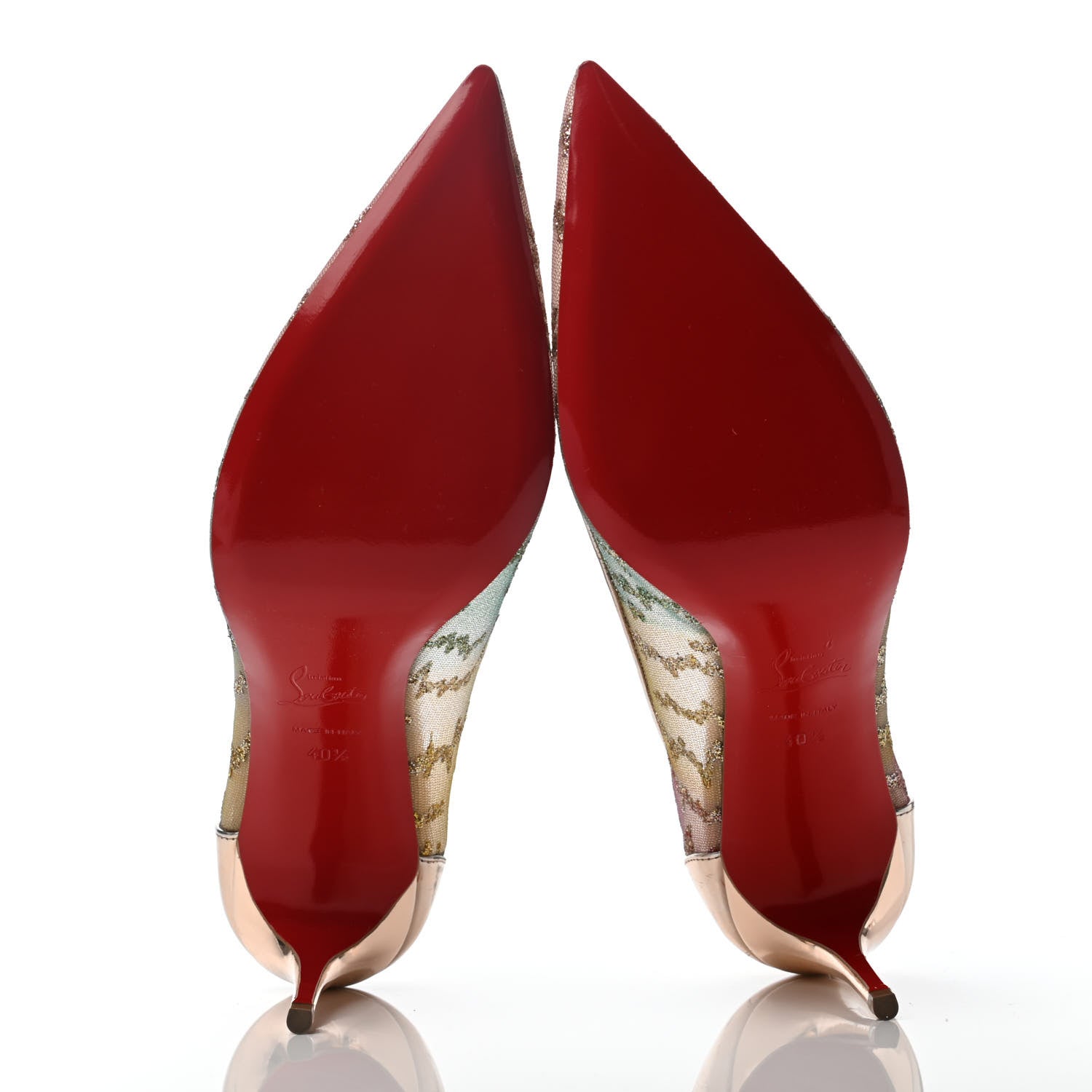 Christian Louboutin Metallic Rete Lace Chantilly 554 85 Pumps 41.5 Blush Multicolor 4 of 8