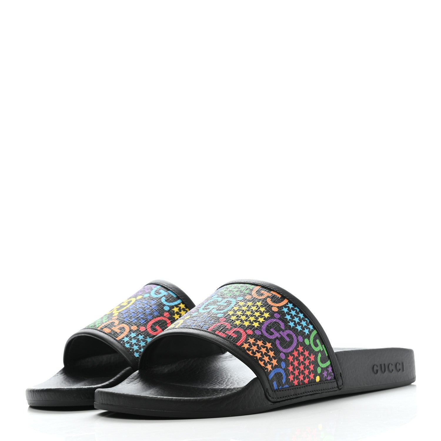 Gucci GG Supreme Monogram Psychedelic Mens Slide Sandals 7 Black Multicolor 4 of 10