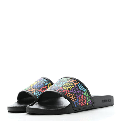 Gucci GG Supreme Monogram Psychedelic Mens Slide Sandals 7 Black Multicolor 4 of 10