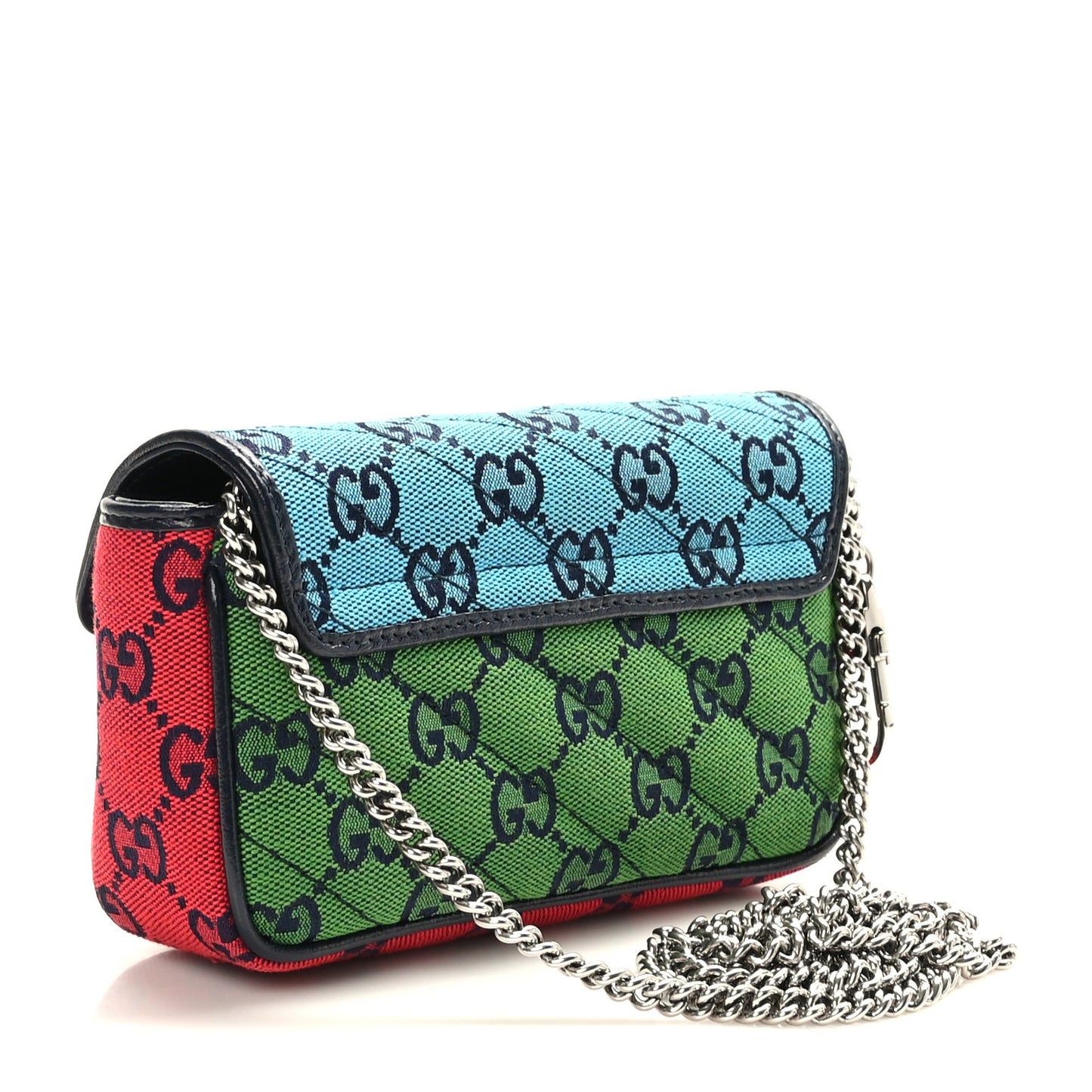 Monogram Multicolor Matelasse Diagonal Super Mini GG Marmont Shoulder Bag Light Blue Pink Blue Green Red