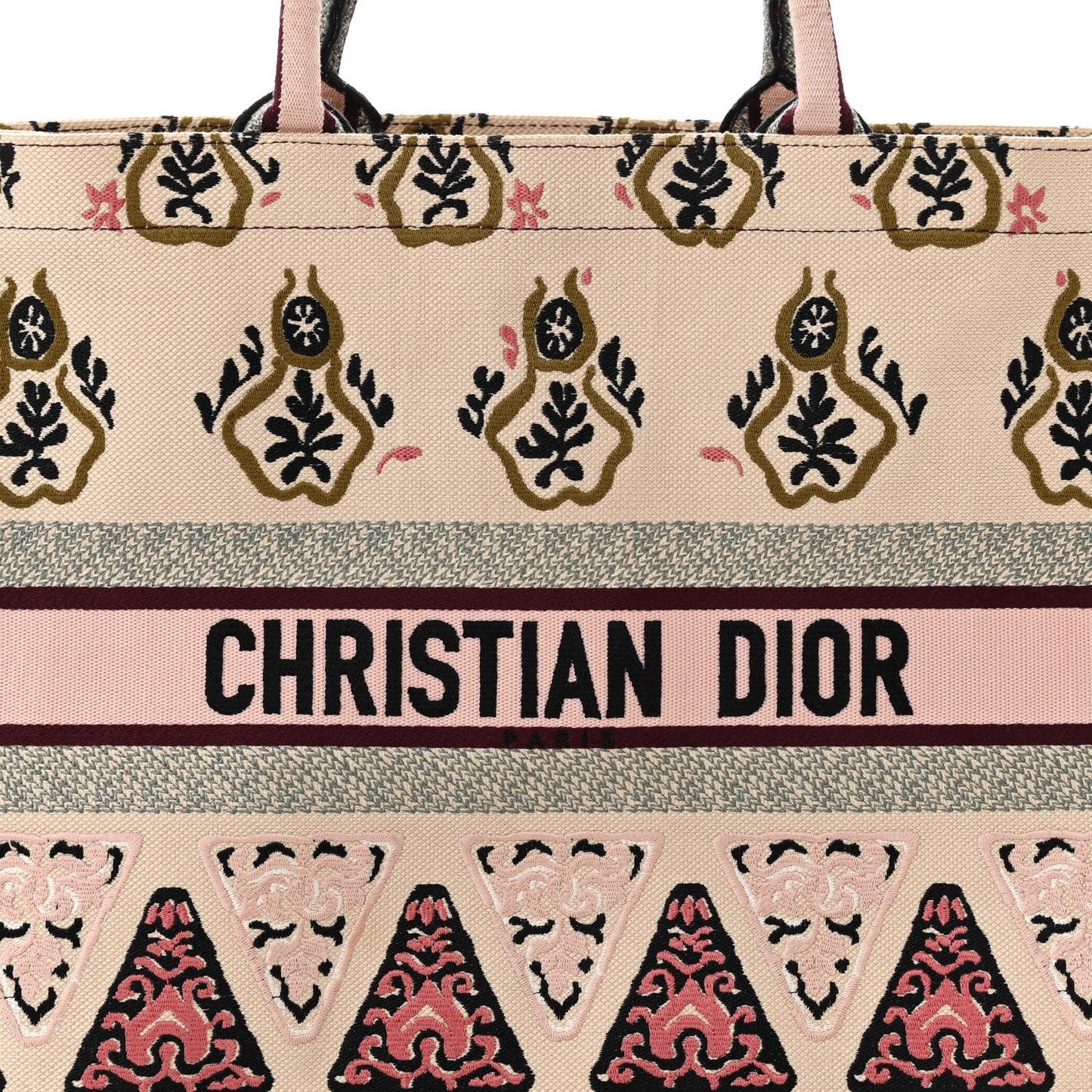 Canvas Embroidered Geometric Book Tote Multicolor