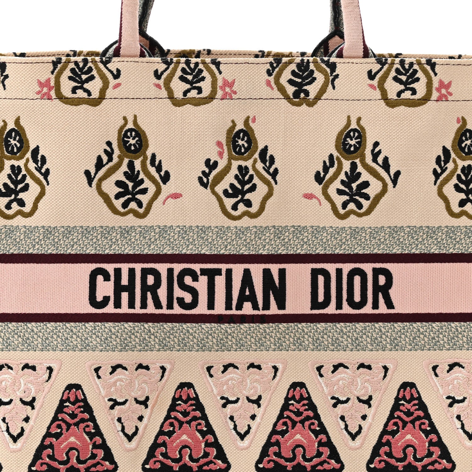 Christian Dior Canvas Embroidered Geometric Book Tote Multicolor 8 of 12