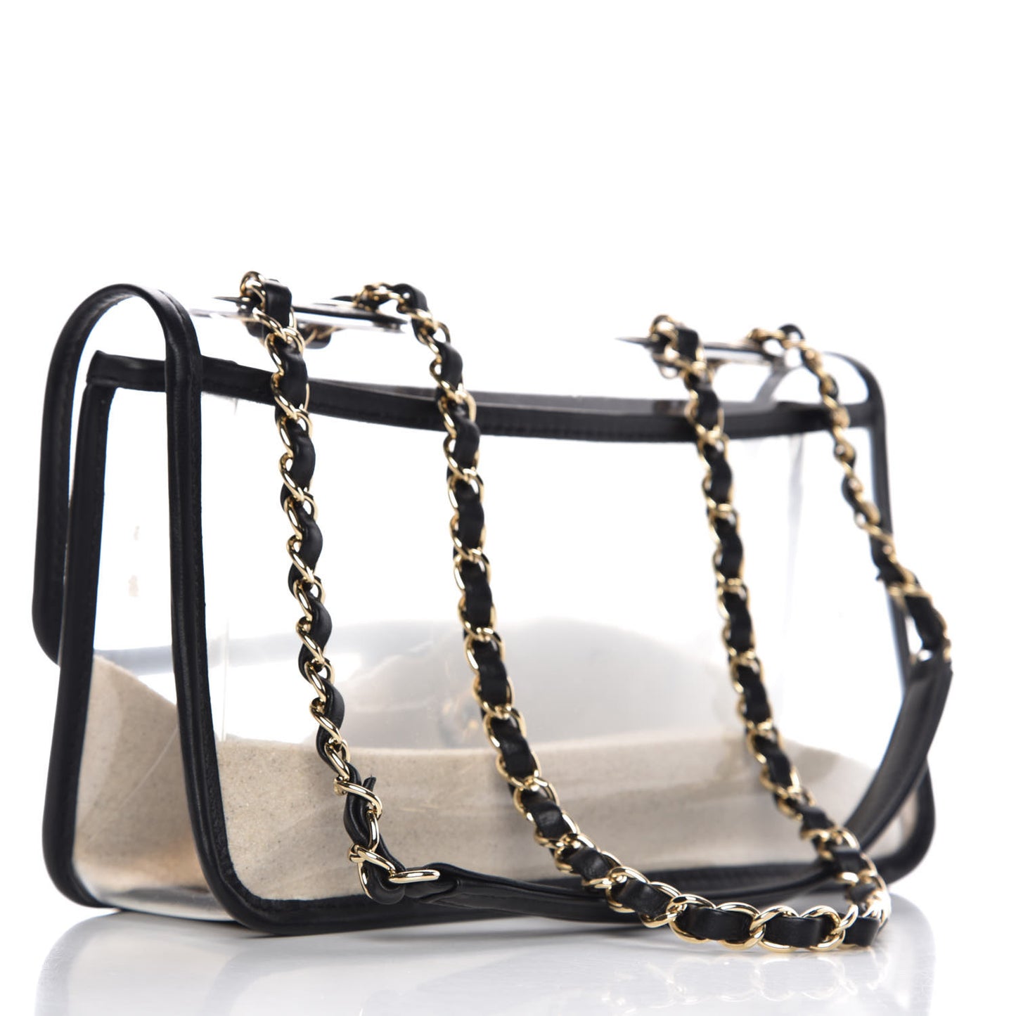 Lambskin PVC Medium Coco Sand Flap Black