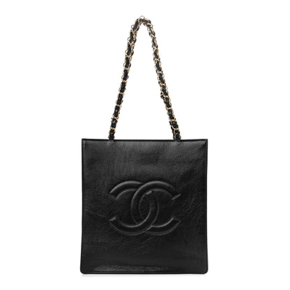 Chanel Shiny Aged Calfskin North South Shopping Bag Black 1 of 9