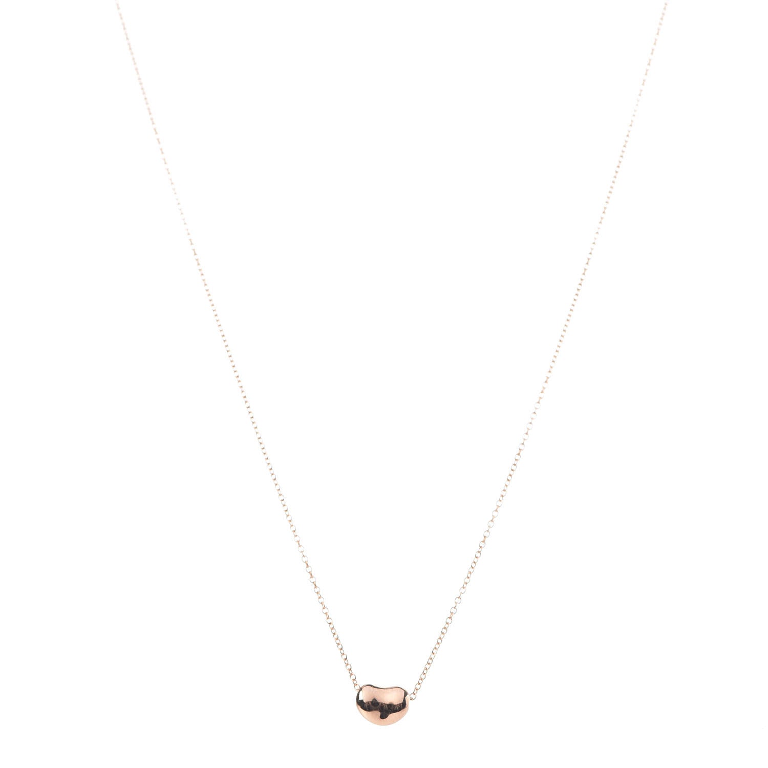 Tiffany 18K Rose Gold 7mm Elsa Peretti Bean Pendant Necklace 1 of 8