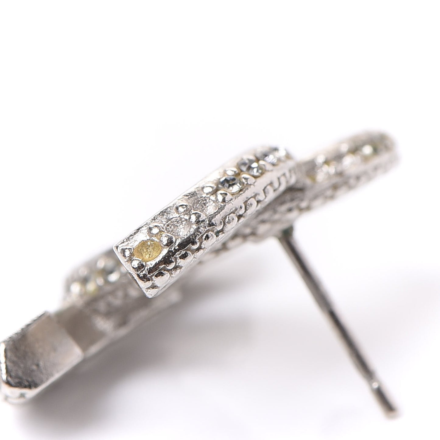Baguette Crystal CC Earrings Silver Black