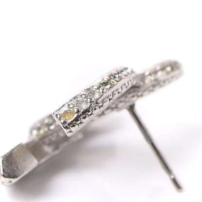 Chanel Baguette Crystal CC Earrings Silver Black 7 of 8