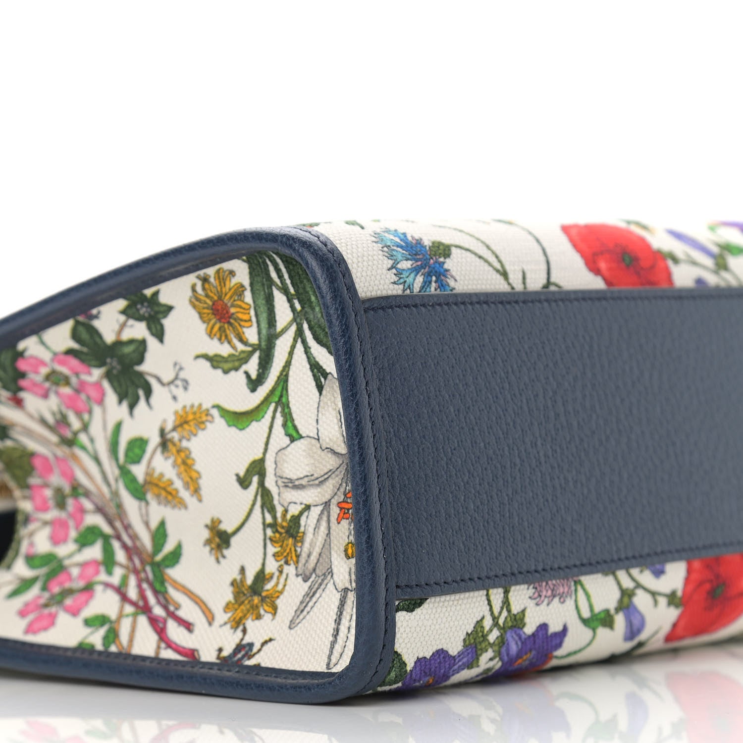 Gucci Canvas Medium Flora Tote White Multicolor Blue Agata 8 of 10