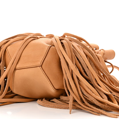 Saint Laurent Calfskin Fringe Monogram Mini Bourse Bucket Bag Tan 10 of 10