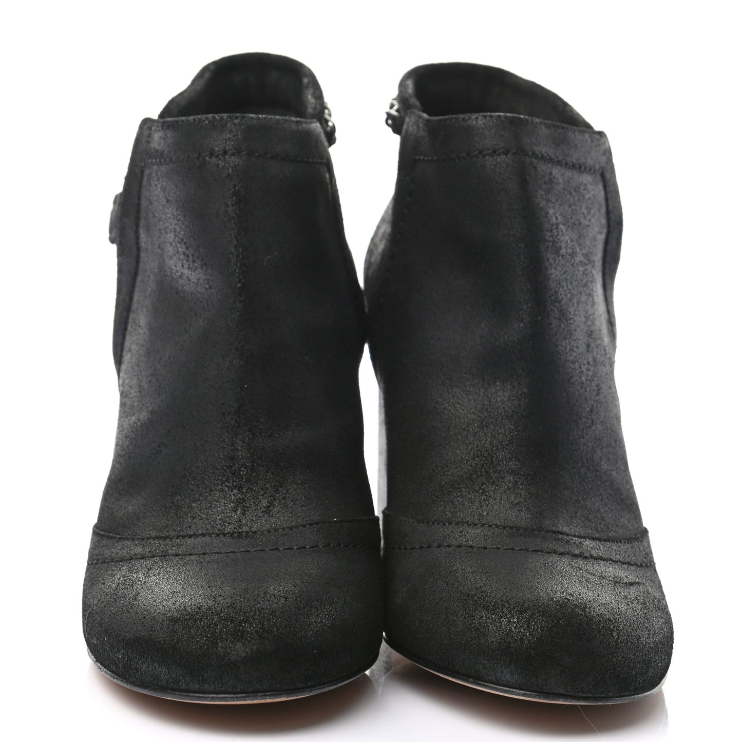 Suede CC Chain Ankle Boots 37.5 Black