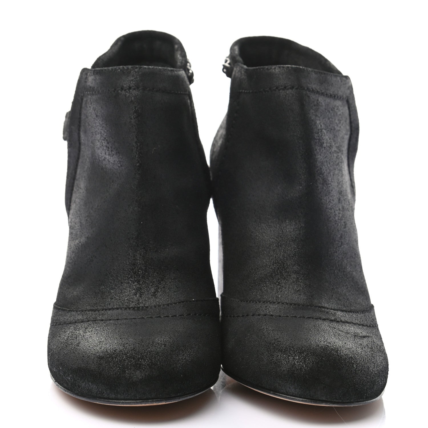 Chanel Suede CC Chain Ankle Boots 37.5 Black 2 of 9