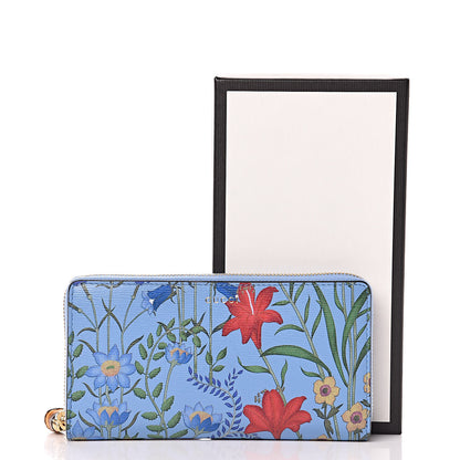 Gucci Calfskin New Flora Bamboo Zip Around Long Wallet Azure 8 of 8