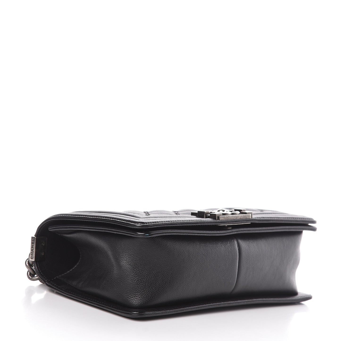 Calfskin Double Stitch Medium Boy Flap Black